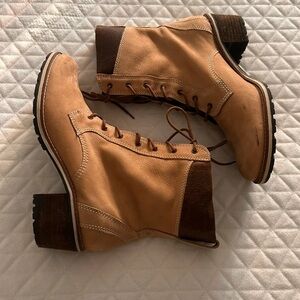 Tan and Brown Heeled Boots